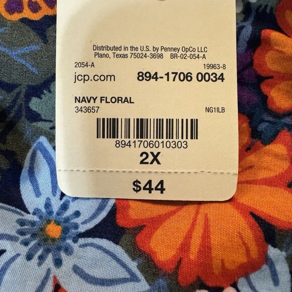 St. Johns Bay Women's Shirt Floral Button Down Multicolor Oversized 2X Cotton - Picture 9 of 10